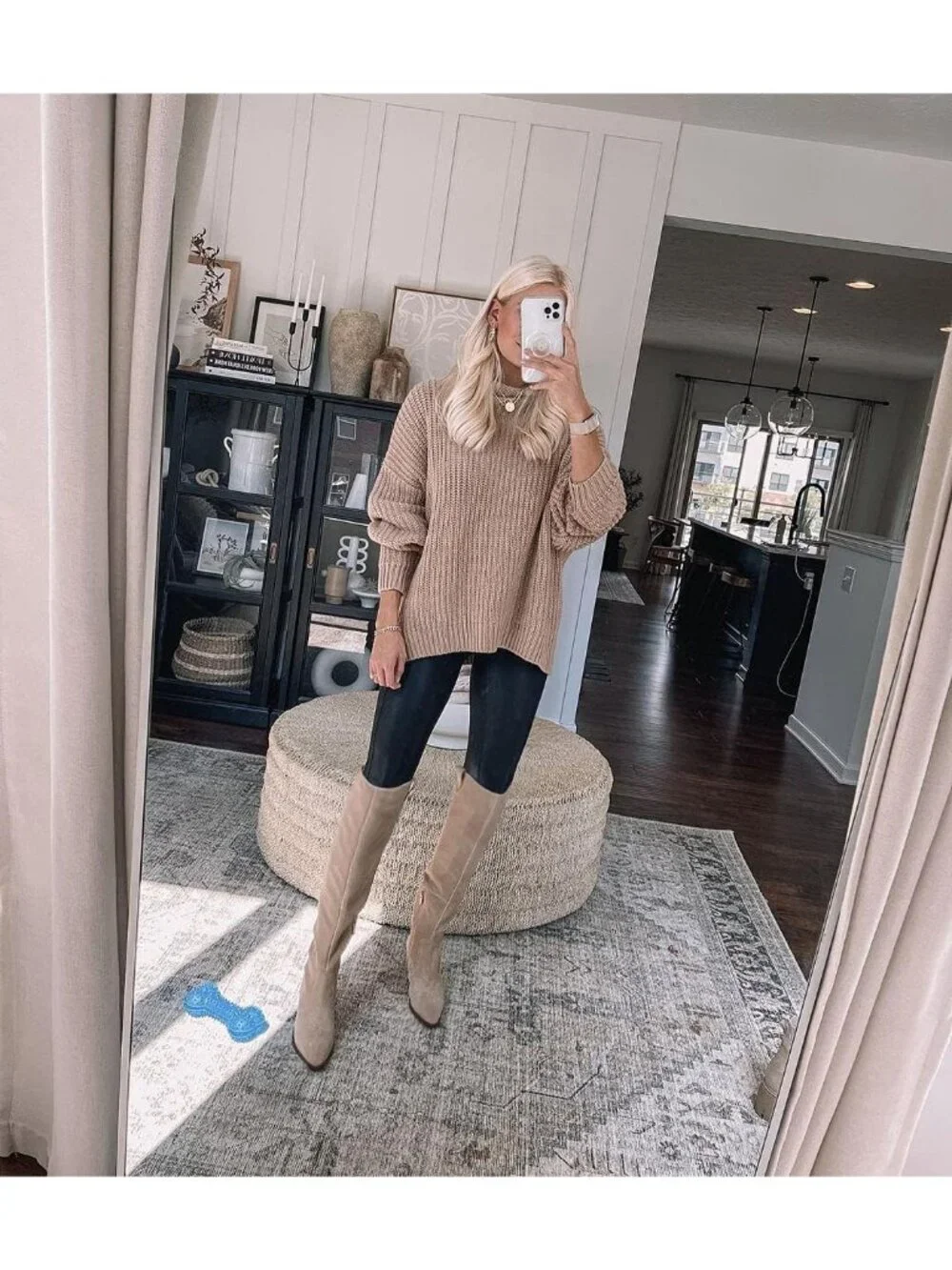 Women's Coffee Faux Suede Side Zipper Chunky Heel Stretch Over The Knee Boots